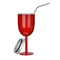 300ML Stainless Steel Double Wall Goblet Wine Glass With Straw And Lid For Coffee Water Or Champagn 8