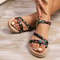 Floral Printing Flat Sandals For Women Summer Lightweight Slip On Beach Shoes Braided Band Bohemian 1