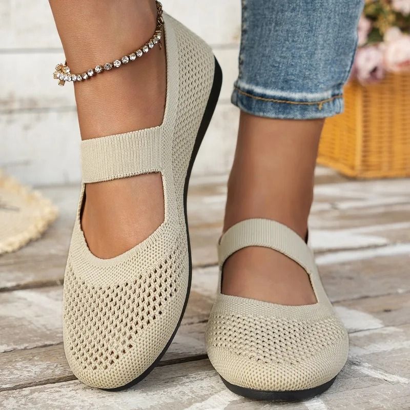 Autumn Women Round Toe Flat Non Slip Mesh Slip On Casual Shoes 7