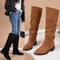 New Solid Color Comfortable Knee High Boots With Square Heels For Women Winter Fashion Large Size R 0