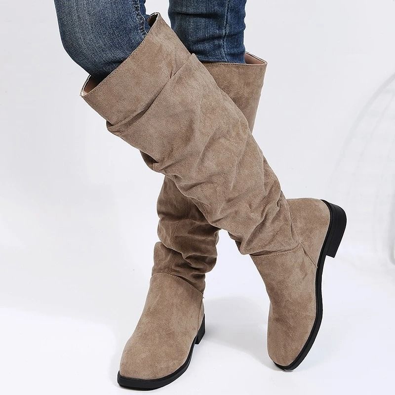 New Solid Color Comfortable Knee High Boots With Square Heels For Women Winter Fashion Large Size R 6