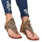 Back Zipper Open Toe Beach Sandals Leopard Patchwork Flats For Women 0