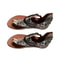 Back Zipper Open Toe Beach Sandals Leopard Patchwork Flats For Women 9