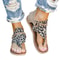 Back Zipper Open Toe Beach Sandals Leopard Patchwork Flats For Women 5