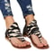 Back Zipper Open Toe Beach Sandals Leopard Patchwork Flats For Women 7