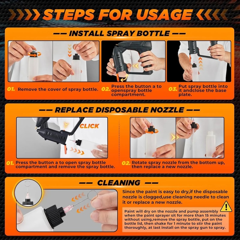 Electric Cordless Car And Cabinet Paint Sprayer Handheld Portable Spray Gun 5