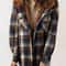 Womens Plaid Fleece Hooded Shacket Oversized Cozy Warm 9