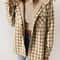 Womens Plaid Fleece Hooded Shacket Oversized Cozy Warm 11