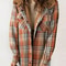 Womens Plaid Fleece Hooded Shacket Oversized Cozy Warm 12