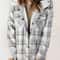 Womens Plaid Fleece Hooded Shacket Oversized Cozy Warm 15