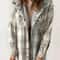 Womens Plaid Fleece Hooded Shacket Oversized Cozy Warm 16