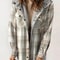 Womens Plaid Fleece Hooded Shacket Oversized Cozy Warm 16