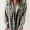 Womens Plaid Fleece Hooded Shacket Oversized Cozy Warm 2