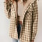 Womens Plaid Fleece Hooded Shacket Oversized Cozy Warm 3