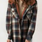 Womens Plaid Fleece Hooded Shacket Oversized Cozy Warm 4