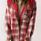 Womens Plaid Fleece Hooded Shacket Oversized Cozy Warm 5
