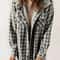 Womens Plaid Fleece Hooded Shacket Oversized Cozy Warm 6