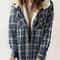 Womens Plaid Fleece Hooded Shacket Oversized Cozy Warm 8