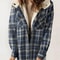 Womens Plaid Fleece Hooded Shacket Oversized Cozy Warm 8