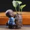 Cute Little Monk Purple Clay Tea Pet Vase Mini Planter Home Decor 2