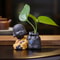 Cute Little Monk Purple Clay Tea Pet Vase Mini Planter Home Decor 5