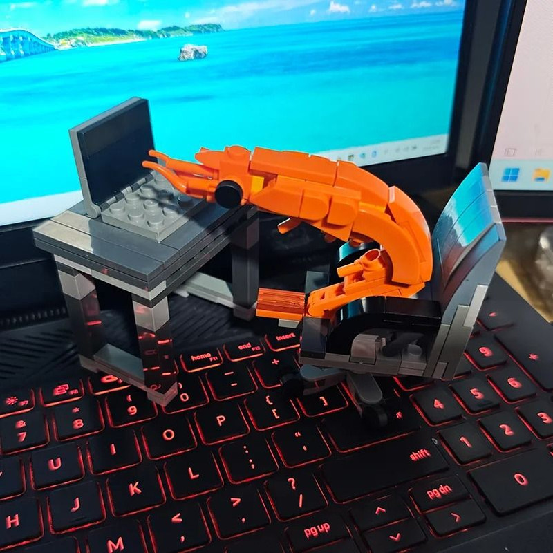 MOC Building Block Shrimp Figurine Creative Puzzle Assembly Toy For Kids And Adults 5