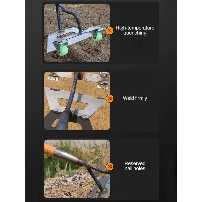 Manual Push Dual Head Wheeled Garden Hoe Weeder With Manganese Steel Blades 5