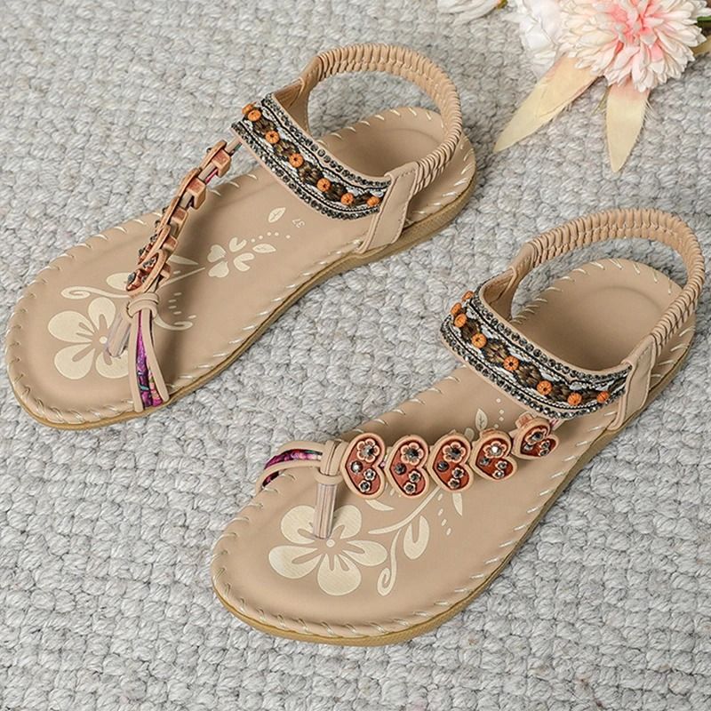 Women Bohemia Style Low Heel Sandals Breathable Casual Beach Summer Shoes 11