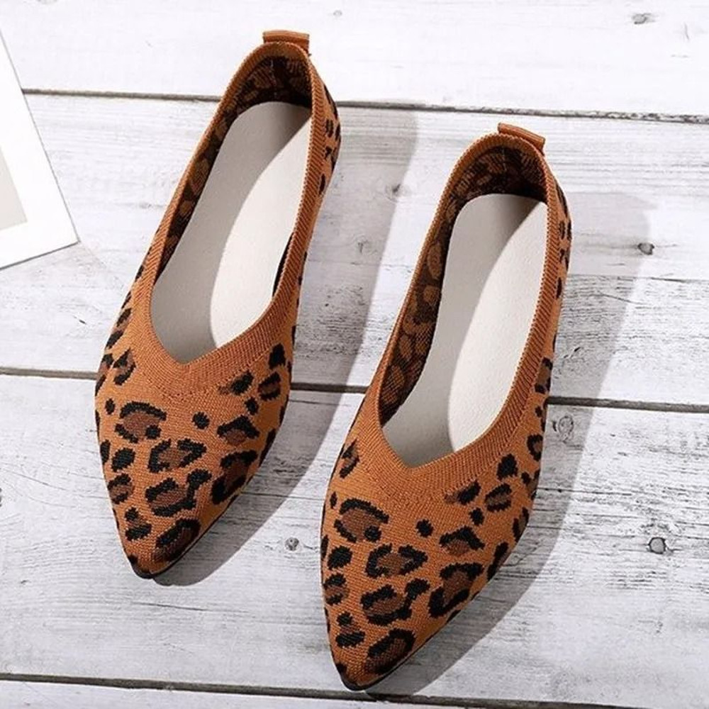 Women Houndstooth Knit Ballet Flats Point Toe Mesh Loafers Casual Driving Shoes 2