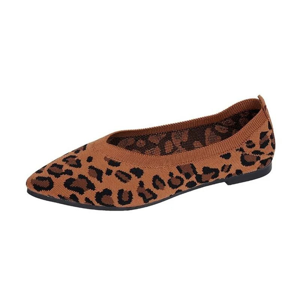 Women Houndstooth Knit Ballet Flats Point Toe Mesh Loafers Casual Driving Shoes 5