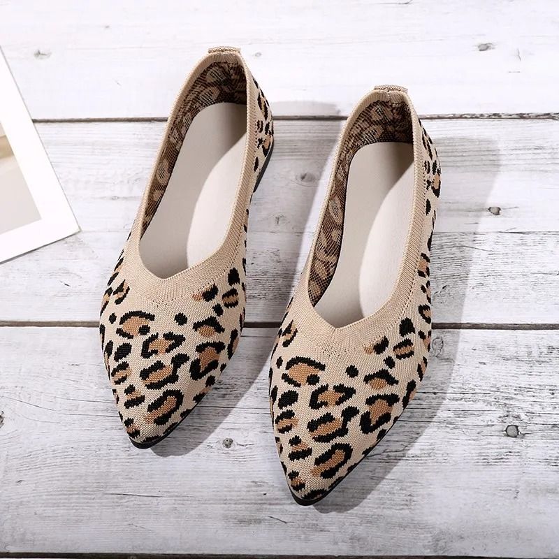 Women Houndstooth Knit Ballet Flats Point Toe Mesh Loafers Casual Driving Shoes 7