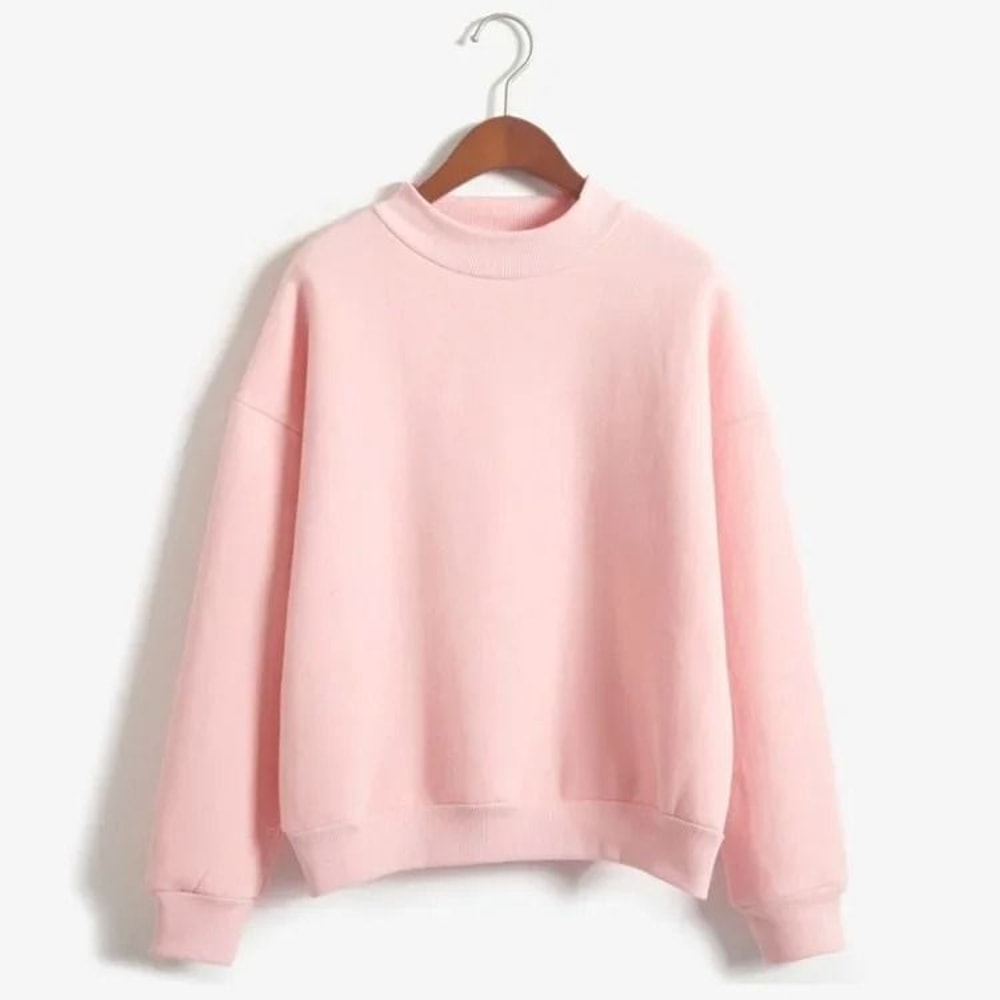 Women Korean Style O Neck Knitted Pullover Sweatshirt Thick Loose Fit Candy Color Hoodie 9