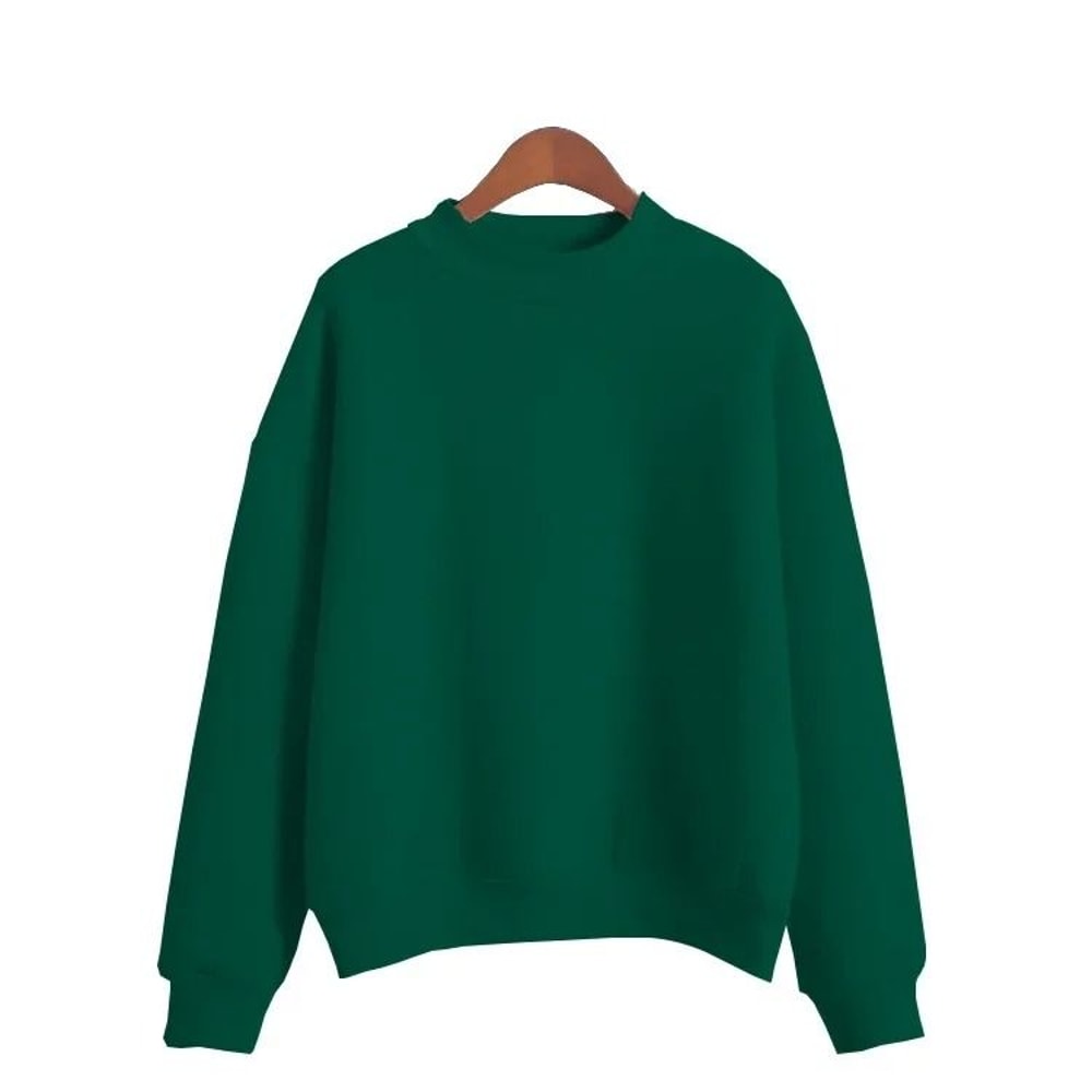 Women Korean Style O Neck Knitted Pullover Sweatshirt Thick Loose Fit Candy Color Hoodie 15