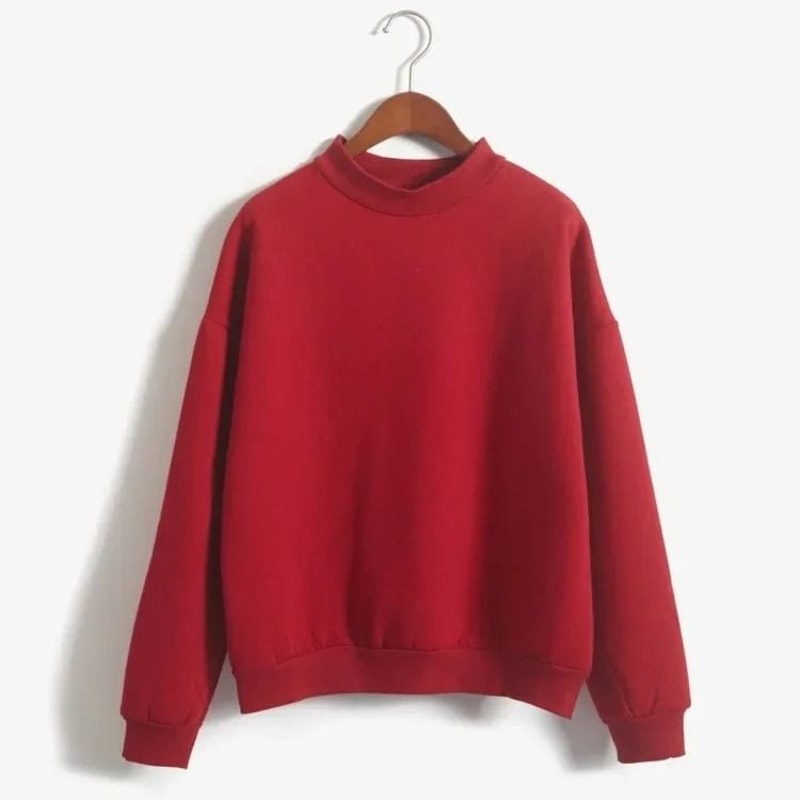 Women Korean Style O Neck Knitted Pullover Sweatshirt Thick Loose Fit Candy Color Hoodie 2