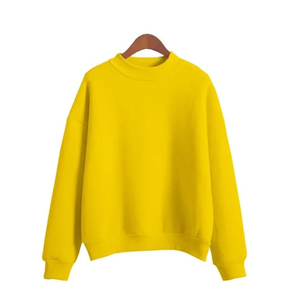 Women Korean Style O Neck Knitted Pullover Sweatshirt Thick Loose Fit Candy Color Hoodie 3