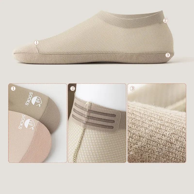 Men Invisible Boat Socks 6 Pack Breathable Cotton Sole Deodorant Thin Liner 5