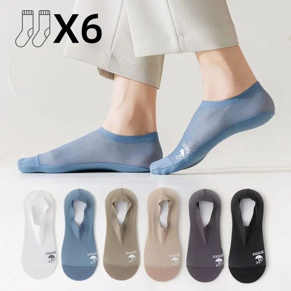 Men Invisible Boat Socks 6 Pack Breathable Cotton Sole Deodorant Thin Liner 7