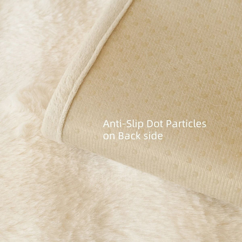 Thick Faux Rabbit Fur Sofa Slipcover Non Slip Plush Couch Cushion Cover 2