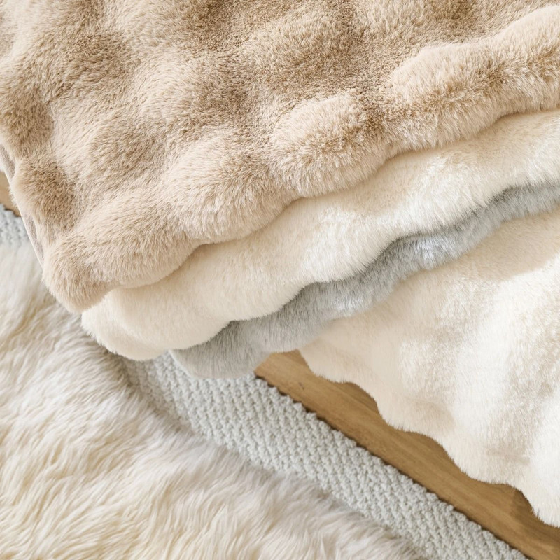 Thick Faux Rabbit Fur Sofa Slipcover Non Slip Plush Couch Cushion Cover 3