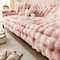 Thick Faux Rabbit Fur Sofa Slipcover Non Slip Plush Couch Cushion Cover 16
