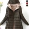 Mid Length Hooded Cotton Coat With Warm Lamb Fleece Lining For Women Autumn Winter 1