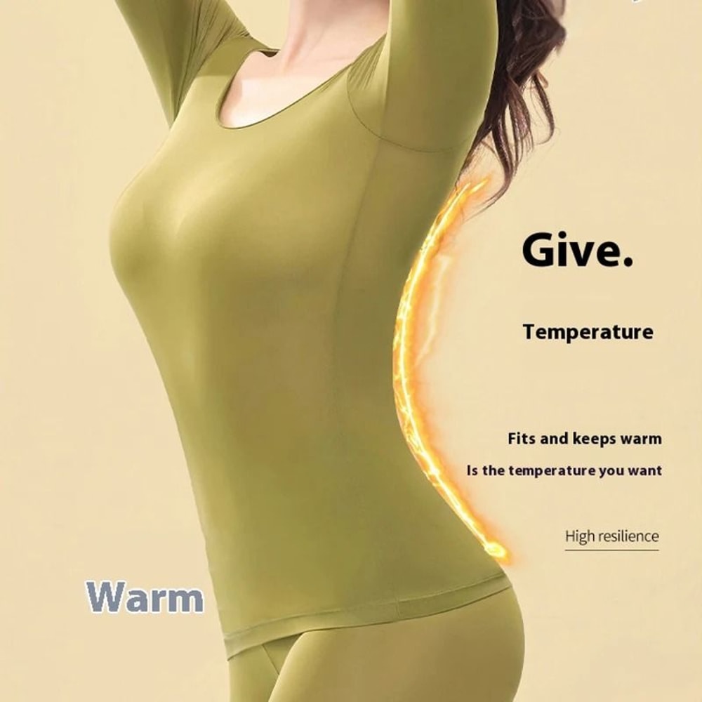 Womens Seamless Thermal Underwear Set With Double Layer Warmth For Winter 3
