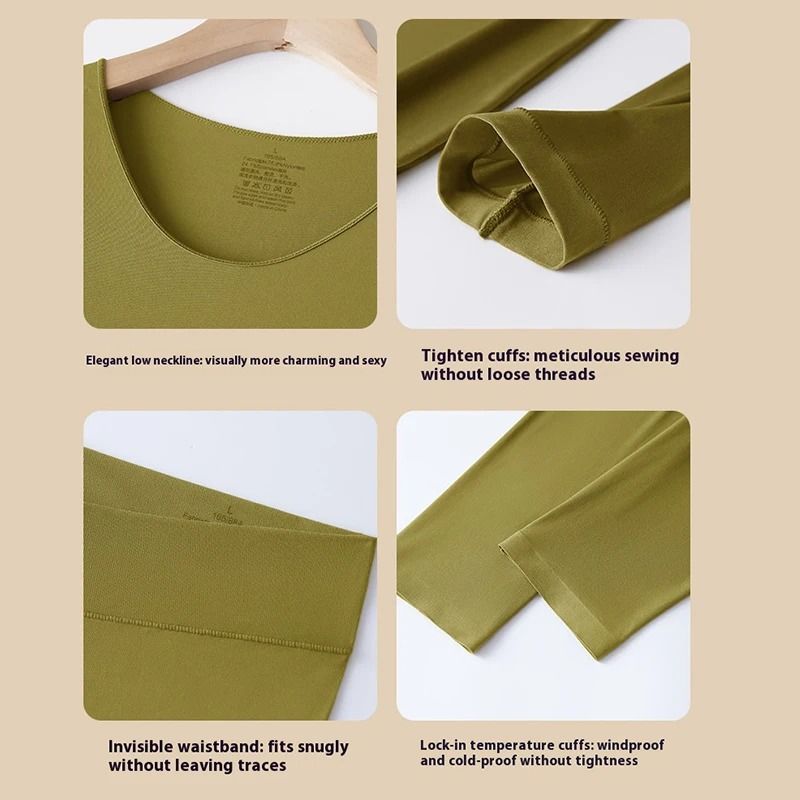 Womens Seamless Thermal Underwear Set With Double Layer Warmth For Winter 5