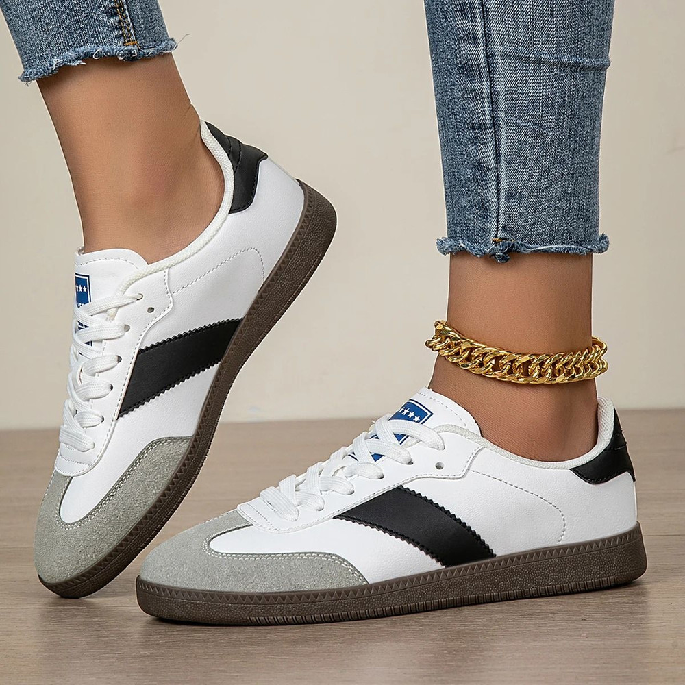 Women Casual Lace Up Non Slip Lightweight Round Toe Sneakers 2