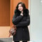 Women Mid Length Drawstring Parka Thick Warm Hooded Coat Spring Autumn 3