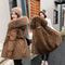 Women Mid Length Drawstring Parka Thick Warm Hooded Coat Spring Autumn 6