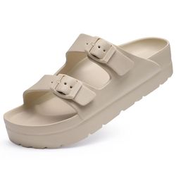 womens summer platform slippers with thick sole lightweight eva sandals and arch support for beach or home