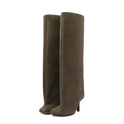 womens knee high boots with 6cm slim high heels round toe fashion long boots for autumn and winter