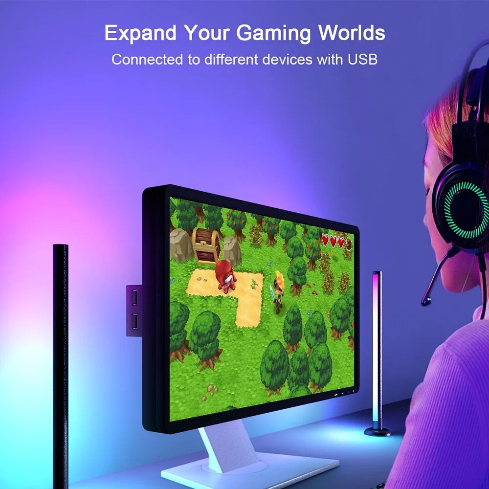 RGB Ambient LED Desktop Light With WiFi Bluetooth App Control Double Sided Luminous Design And Remo 2