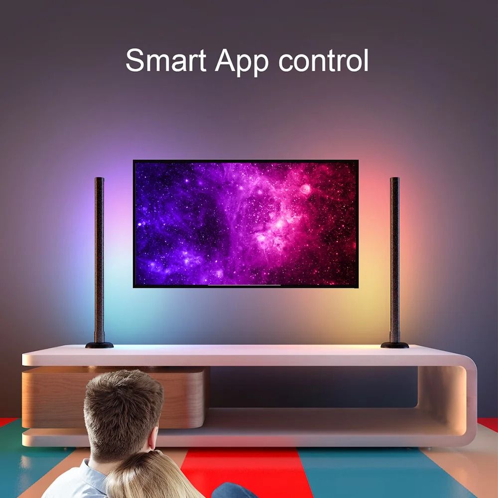 RGB Ambient LED Desktop Light With WiFi Bluetooth App Control Double Sided Luminous Design And Remo 3